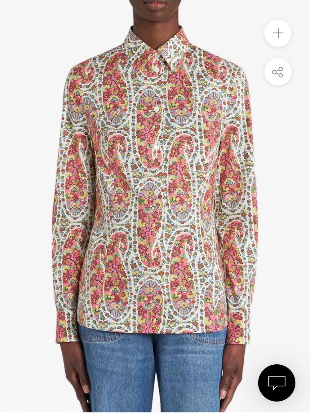 Etro Pink Paisley Floral Button-Up Blouse